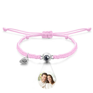 Bracelet De Projection Personnalisé, Lettre Personnalisée, Cœur Tissé, Cadeau De Couple Magnétique - mademinefr