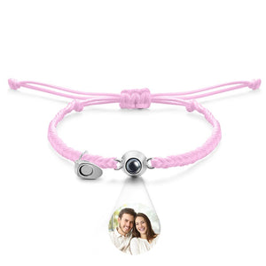 Bracelet De Projection Personnalisé, Lettre Personnalisée, Cœur Tissé, Cadeau De Couple Magnétique - mademinefr