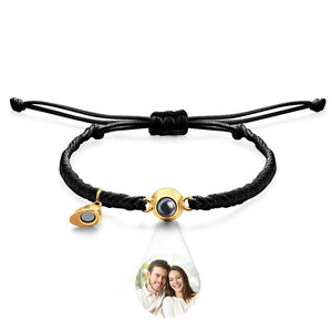 Bracelet De Projection Personnalisé, Lettre Personnalisée, Cœur Tissé, Cadeau De Couple Magnétique - mademinefr