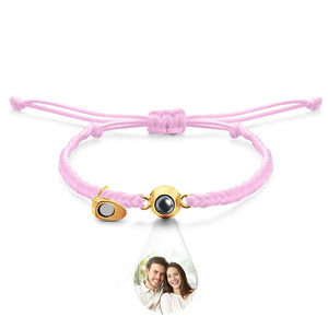 Bracelet De Projection Personnalisé, Lettre Personnalisée, Cœur Tissé, Cadeau De Couple Magnétique - mademinefr