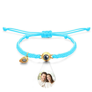 Bracelet De Projection Personnalisé, Lettre Personnalisée, Cœur Tissé, Cadeau De Couple Magnétique - mademinefr