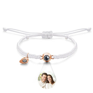 Bracelet De Projection Personnalisé, Lettre Personnalisée, Cœur Tissé, Cadeau De Couple Magnétique - mademinefr