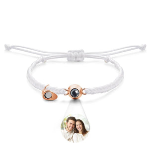 Bracelet De Projection Personnalisé, Lettre Personnalisée, Cœur Tissé, Cadeau De Couple Magnétique - mademinefr