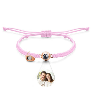 Bracelet De Projection Personnalisé, Lettre Personnalisée, Cœur Tissé, Cadeau De Couple Magnétique - mademinefr