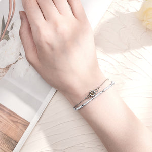 Bracelet Double Couche En Cristal De Projection De Photo Personnalisé - mademinefr