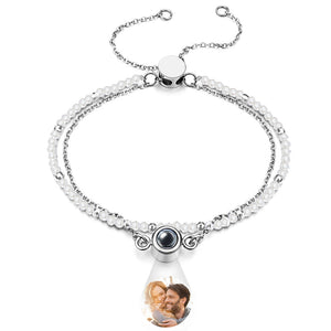 Bracelet Double Couche En Cristal De Projection De Photo Personnalisé - mademinefr