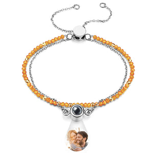 Bracelet Double Couche En Cristal De Projection De Photo Personnalisé - mademinefr