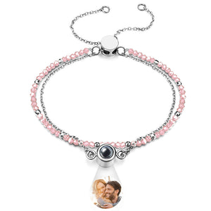 Bracelet Double Couche En Cristal De Projection De Photo Personnalisé - mademinefr