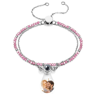 Bracelet Double Couche En Cristal De Projection De Photo Personnalisé - mademinefr