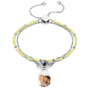 Bracelet Double Couche En Cristal De Projection De Photo Personnalisé - mademinefr