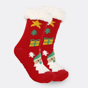 Chaussettes De Noël En Peluche Polaire De Corail, Chaussettes D'hiver Pour La Maison, Cadeau Du Père Noël, Chaussettes Épaisses - mademinefr