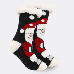 Chaussettes De Noël En Peluche Polaire De Corail, Chaussettes D'hiver Pour La Maison, Cadeau Du Père Noël, Chaussettes Épaisses - mademinefr