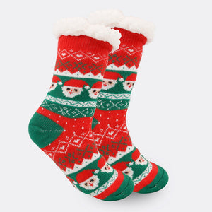 Chaussettes De Noël En Peluche Polaire De Corail, Chaussettes D'hiver Pour La Maison, Cadeau Du Père Noël, Chaussettes Épaisses - mademinefr