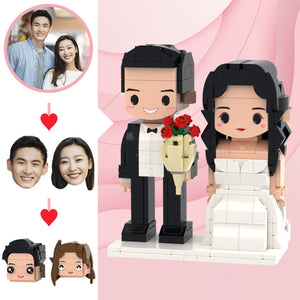 Cadeaux De Mariage Mariage Romantique Visage Mignon Figurines En Brique Tête Personnalisable 2 Personnes Figurines En Brique Personnalisées - mademinefr