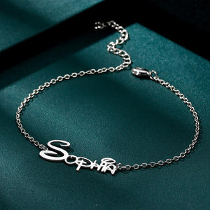 Bracelet De Cheville Personnalisé Avec Nom Disney En Argent, Cadeau Unique - mademinefr