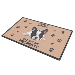 Paillasson pour chien mignon personnalisé-HIPPITY HOPPITY avec la photo de votre animal de compagnie