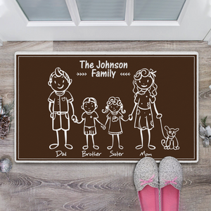 Paillasson personnalisé nom de famille-Happy Family de 5 paillasson marron