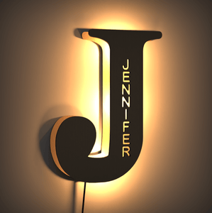 Lampe de Nuit en Bois Créative Nom Lettre Lampe Personnalisé