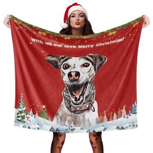 Cadeau de couverture de chien de Noël Couverture de chien personnalisé Couverture photo personnalisée pour animaux de compagnie