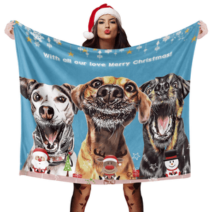 Cadeau de couverture de chien de Noël Couverture de chien personnalisé Couverture photo personnalisée pour animaux de compagnie