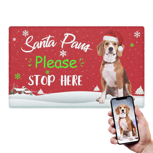 Paillasson Père Noël personnalisé avec photo de votre animal de compagnie