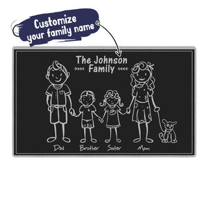 Nom de famille personnalisé paillasson-belle famille de 5 paillassons-noir tapis