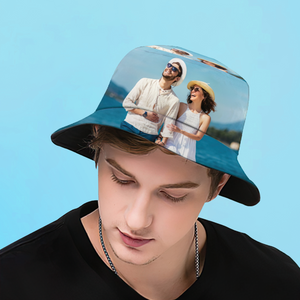 Chapeau de seau personnalisé unisexe Photo chapeau de seau personnaliser large bord extérieur casquette d'été randonnée plage sport chapeaux cadeau pour amoureux