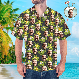 Chemise visage personnalisé Chemise hawaïenne homme Fleur
