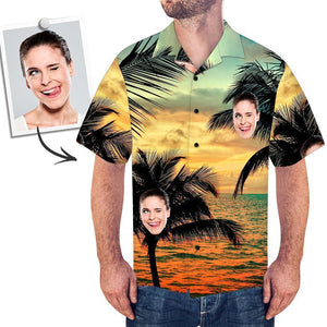 Chemise visage personnalisé Chemise hawaïenne homme Sunset Palm