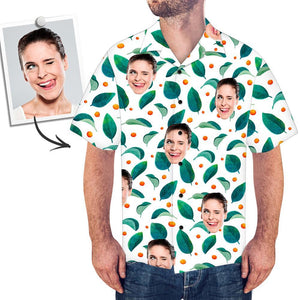 Chemise de visage personnalisé pour homme Chemise hawaïenne feuilles et pois