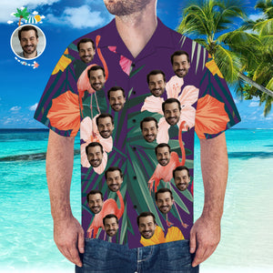 Chemise de visage personnalisée Chemise hawaïenne pour hommes Chemise personnalisée de fleurs et de feuilles