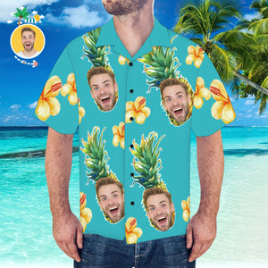 Chemise visage personnalisée Chemise hawaïenne pour hommes Chemise personnalisée Fleurs et ananas