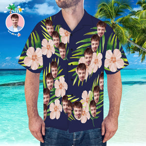 Chemise de visage personnalisée Chemise hawaïenne pour hommes Chemise personnalisée de fleurs et de feuilles de noix de coco