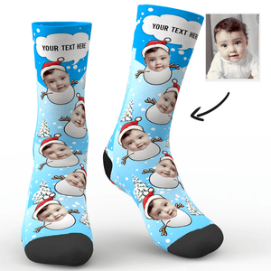 Chaussettes bébé bonHomme de neige de Noël avec texte - MadeMine
