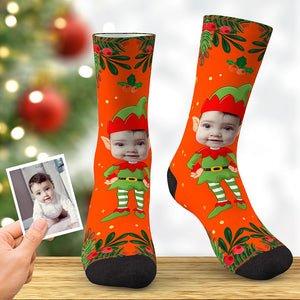 Chaussettes Elf Cadeaux de Noël Personnalisés - Orange