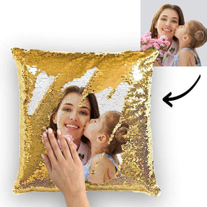 Father's Day Gift Custom Photo Magic Sequin Cushion Pillow Reversible Multicolor 15.75inch*15.75inch