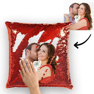 Oreiller de Coussin Paillettes Magiques Photo Personnalisé Double Face MultiCouleure 15,75 pouces * 15,75 pouces