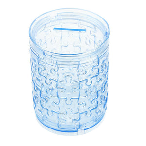 Tirelire DIY Puzzle Cristal 3D Transparent Puzzles Bloc De Construction Transparent Tirelire (Bleu)