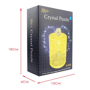 Tirelire DIY Puzzle Cristal 3D Transparent Puzzles Bloc De Construction Transparent Tirelire (Jaune)