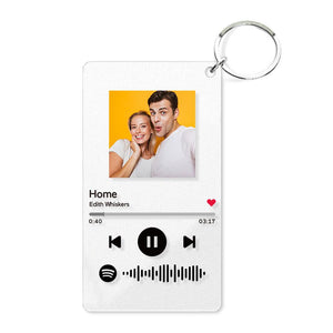Porte - clés de code en verre Spotify personnalisé avec photo