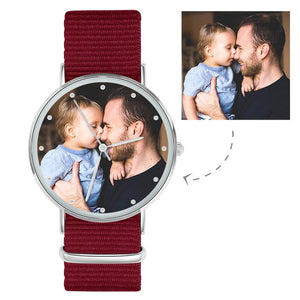 Montre photo gravée Personnalisez votre propre montre photo avec bracelet rouge