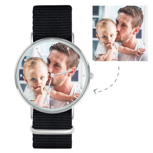 Custom Women Photo Engraved Watch with Red Strap