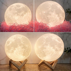 Lamp de Lune Gravée Impression 3D Personnalisée avec Photo Toucher en 2 Couleurs