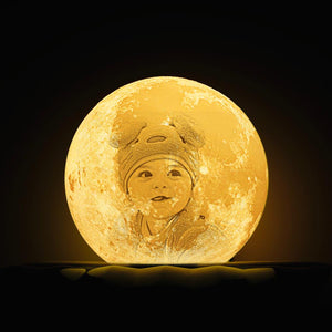 Lamp de Lune Gravée  3D Impression Personnalisée avec Photo Toucher 2 Couleurs -Cadeau pour Bébé