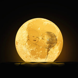 Lamp de Lune Gravée  3D Impression Personnalisée avec Photo Toucher 2 Couleurs -Cadeau pour Maman