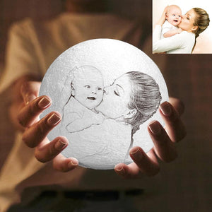Lamp de Lune Gravée  3D Impression Personnalisée avec Photo Toucher 2 Couleurs -Cadeau pour Maman
