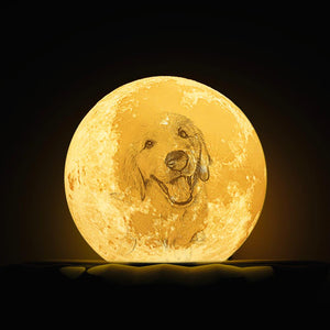 Lamp de Lune Gravée  3D Impression Personnalisée avec Photo Toucher 2 Couleurs -Animal Adorable