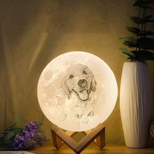 Lamp de Lune Gravée  3D Impression Personnalisée avec Photo Toucher 2 Couleurs -Animal Adorable