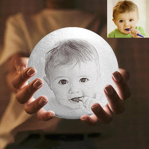 Lamp de Lune Gravée  3D Impression Personnalisée avec Photo Cliquer 3 Couleurs -Cadeau pour Bébé