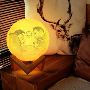 Lamp de Lune Gravée  3D Impression Personnalisée avec Photo Cliquer 3 Couleurs -Cadeau pour Famille